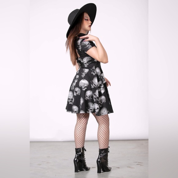 KILLSTAR collared headspin skater skull dress size Medium - Picture 2 of 3
